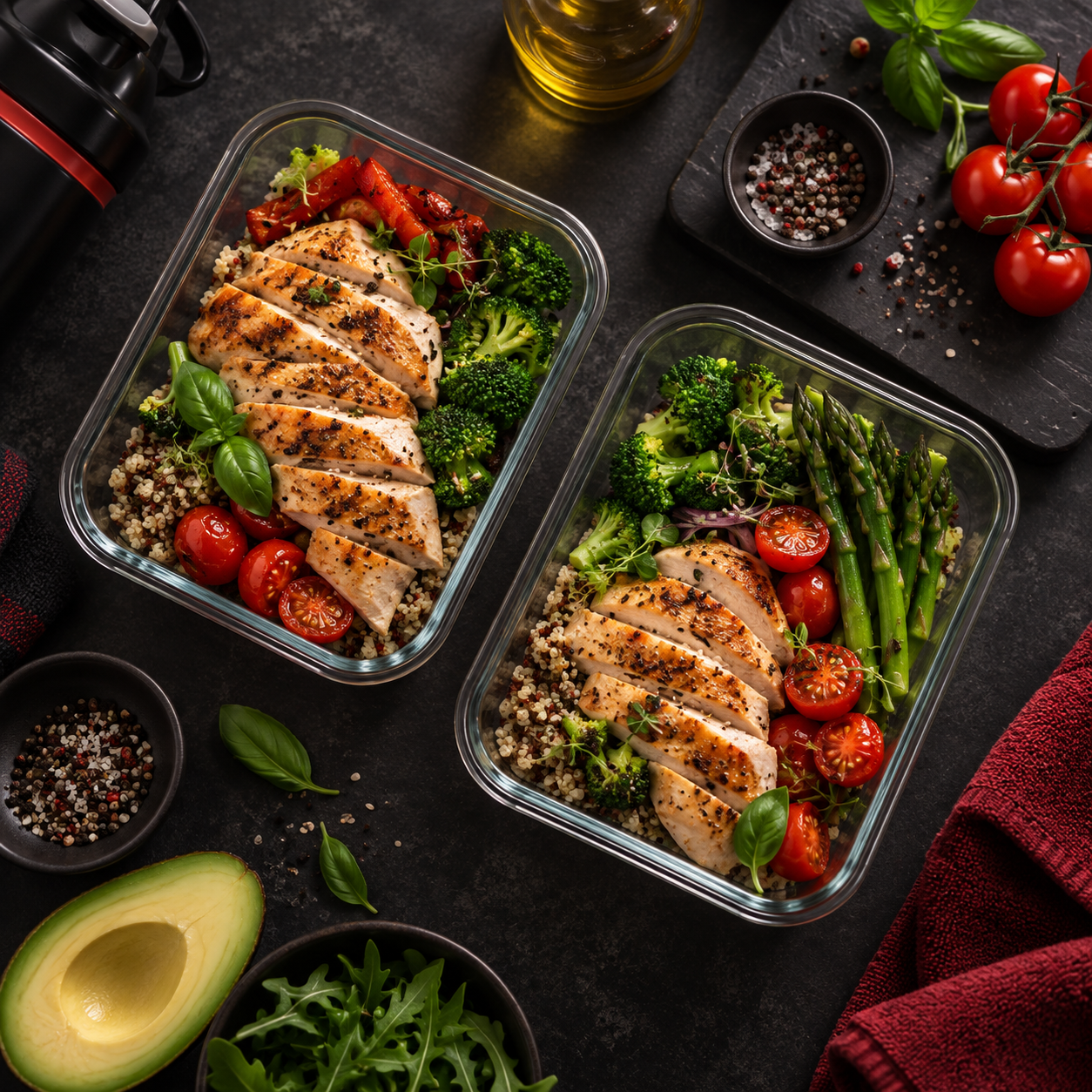 Repas équilibrés illustrant les conseils nutritionnels
